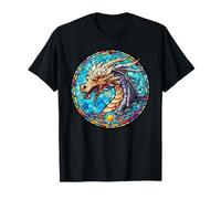Dragón Vitral Diseño Dragones Chinos Mitología Camiseta