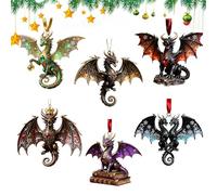 Dragón volador 'árbol de Navidad - Adorno de dragón | Colgante de dragón - Diseño con acentos de criaturas míticas encantadas, adorno de recuerdo de dragones de Navidad acrílico 2D Ideal
