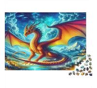 Dragón Volador Fantasía Puzzle de 1000 Piezas Papel para Adultos Escena Montaña Mágica Puzzle para Toda la Familia Relajación Decoración Regalo 38x26cm/1000pcs