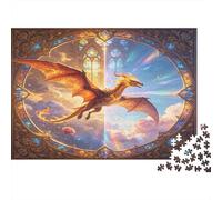 Dragón Volador fantástico Puzzle de 1000 Piezas para Adultos Papel Escena Amanecer Ventana Juego de Puzzle 1000 Piezas Relajación Hogar Regalo 38x26cm/1000pcs