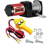 Dragon Winch Cabrestante eléctrico serie Maverick 2000 lbs (907 kg), 12V con Cuerda de acero 10m para arados, quads, ATV, UTV | incluido control remoto con cable + accesorios para Cabestrante