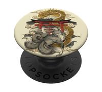 Dragón y Zorro de Nueve Colas Mitología Japonesa Lámina PopSockets PopGrip Adhesivo