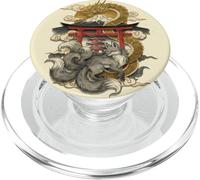 Dragón y Zorro de Nueve Colas Mitología Japonesa Lámina PopSockets PopGrip para MagSafe