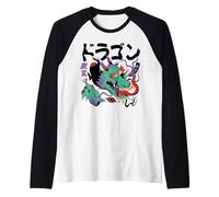 Dragón Yokai surrealista japonés extraño psicodélico Camiseta Manga Raglan