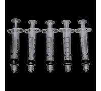 Dragonaur - 5 jeringas de plástico líquidas de 5 ml sin puntas de aguja, para laboratorios y líquidos de medición, alimentación de mascotas, uso doméstico al azar