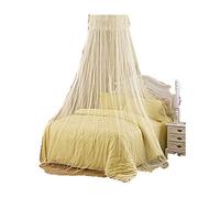 Dragonaur - Mosquitero de encaje para cama, toldo de red para cama y toldo redondo, mosquitero, color beige