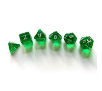Dragonbane: Juego de Dados - Juego de Dados Transparentes Verdes de 6 Piezas, edición de Liga Gratuita, Incluye D4, D6, D8, D10, D12 y D20