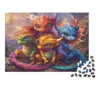 Dragones Coloridos Criaturas Fantásticas Puzzle de 1000 Piezas Papel para Adultos Puzzle para Toda la Familia Relajación Decoración Hogar 38x26cm/1000pcs