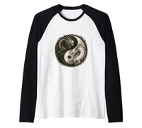 Dragones luchando Yin Yang Vintage Japonés Anime Art Camiseta Manga Raglan