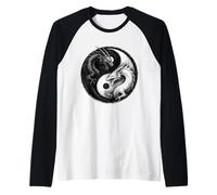 Dragones luchando Yin Yang Vintage Japonés Anime Retro Arte Camiseta Manga Raglan