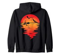 Dragones voladores criaturas míticas romántico Sunrise Sunset Dragons Sudadera con Capucha