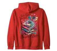 Dragones Y Libros Lindo Bebé Dragón Lector Libro Amante Chica Sudadera con Capucha