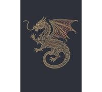 Dragonfire Majesty Notebook: Golden Dragon Journal for Writing Sketching Notes | Dark Fantasy Mythical Creature Notebook | Gold Line Art Black Cover | Dragon Lover Gift for Teens Adults