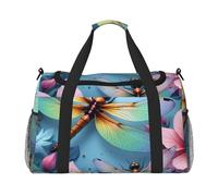 Dragonflies Among Flowers - Bolsa de viaje compacta resistente al agua para deportes, gimnasio y fin de semana para hombres y mujeres