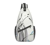 Dragonflies on Flowers and Branches Small Boat On The Water Sling Bag, Mochila de Hombro Paquete de Pecho Causal Crossbody Daypack para Mujeres Hombres Senderismo Viajes