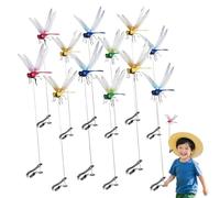 Dragonfly Clip Bug Repellent, Dragon Fly Clips for Bugs Repellent, Dragonfly Hat Clip Bug Repellent, for Hat Garden, Patio, Stakes, Dragonfly Clips Bug Repellent Garden Decoration (12pcs)