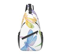 Dragonfly Drawing Geometriske Sling Bag, Crossbody Sling Backpack Shoulder Chest Bag, para Mujeres Hombres Viajes Senderismo Causal Daypack