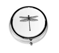 Dragonfly Este pequeño pastillero redondo es un organizador portátil de medicamentos de viaje con tres compartimentos para almacenar medicamentos diarios.