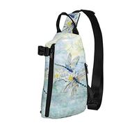 Dragonfly Lotus Apricot Diagonally Sling Bag, Crossbody Sling Backpack Shoulder Chest Bag para Mujeres Hombres, Travel Hiking Daypack