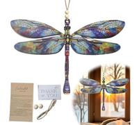 Dragonfly Outdoor Decor, Stained Glass Window Sun Catchers, Waterproof Colorful Hanging Ornaments for Garden Yard Wall Fence Window Home Decor Birthday Party Patio Bedroom Porch Balcony