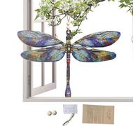 Dragonfly Outdoor Decor, Stained Glass Window Sun Catchers, Waterproof Colorful Ornaments, Garden Yard Patio Wall Decorations for Home Window Bedroom Porch Housewarming Birthday Gift