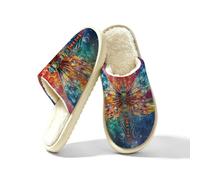Dragonfly - Pantuflas coloridas de vidrieras para mujer, de espuma viscoelástica, zapatos de casa, multicolor, 41/42 EU