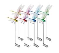 Dragonfly Rod Clip, 8 Pack Realistic Color Garden Stakes, Fake Decor for Plants, Yard, Indoor, Outdoor Use, Fly Pole Insert for Home or Garden Display, 8 Pieces