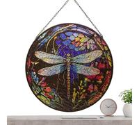 Dragonfly Sun Catcher - 8 Inch Stained Glass Bedroom Decoration,Window Decoration Pendant,for Living Room Garden Porch Office Car Wall Front Door Patio Balcony Nursery Homeowners