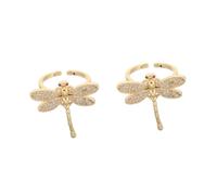 Dragonfly The Sparkling Open Boded Dinger Ring Chunky para Coquette Women Rings Circón Joyas de oro