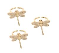 Dragonfly The Sparkling Open Boded Dinger Ring Chunky para Coquette Women Rings Circón Joyas de oro