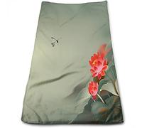 Dragonfly Toallitas para baño - Paños de Franela de Primera Calidad, Pintura Japonesa Tradicional, Toallas de Punta de Dedo Altamente absorbentes y Suaves al Tacto, Rojo Verde - 27 x 16 Pulgadas