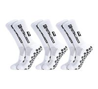DragonflyDreams 3 Pairs Non Slip Sport Soccer Socks Anti Slip Football Unisex Athletic Sports Socks with Rubber Dots Breathable Basketball White