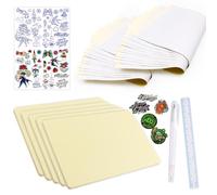 Dragonhawk Kit de Piel de Práctica para Tatuajes - 5 Piezas de Silicón de 3mm de Grosor, Doble Cara con 20 Hojas de Papel de Transferencia A4 para Tatuajes - Para Principiantes y Profesionales