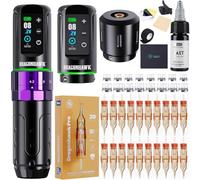 Dragonhawk L3 Kit de Tatuaje Máquina Rotativa Completa con Motor Mcore Potente, 2 Baterías, Cartuchos de Agujas para Artistas, Color Púrpura