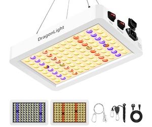 DragonLight Lámpara LED de espectro completo BW1000 con UV IR, doble chip LED Grow lámpara con cable de 3 metros para invernadero y plantas de interior, verduras y cultivo de flores