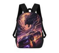 Dragons And Cars Epic Battle Mochila Escolar Para Secundaria, Mochila Informal Para Niñas Y Adolescentes 17inch