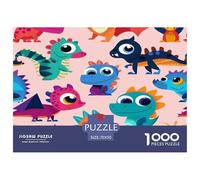 Dragons de dessins animés mignons Puzle Desafíos Divertidos Decoración Familiar 1000 Piezas Lovely Animaux Rompecabezas Imposible Juguetes Desafiantes para Adultos 70x50cm/1000pcs