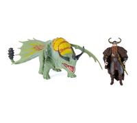 Dragons DreamWorks Pack Figura Dragón y Vikingo: Cuernatronante y Estoico de Cómo Entrenar a Tu Dragón, Diseño Exclusivo Trial of Flame - Figuras de Acción Articuladas - Juguetes Niños 4 Años +