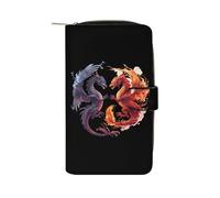 Dragons Fire & Water - Cartera larga de piel sintética para mujer, organizador de mano para oficina y viajes