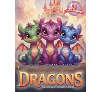 Dragons Grayscale Coloring Book - 50 Cute Dragons | Large 8.5 x 11 inch format for comfortable coloring | Singe-Sided Pages (Dragons and Castles Grayscale Coloring Book)