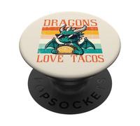 Dragons Love Tacos Divertidos Comida Mexicana Fiesta Hombres Mujeres Niños PopSockets PopGrip Adhesivo