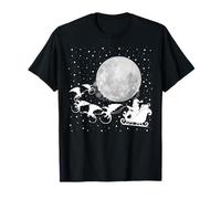 Dragons Riding Santa Sleigh & Moon Merry Christmas Niños Niños Camiseta