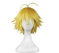 Dragon's Sin of Wrath Meliodas Short Golden Role Play Wig the Seven Deadly Sins Heat Resistant Hair Cosplay Wigs + Hairnet