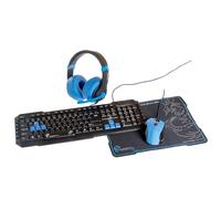 Dragonwar Azerty - Estuche Gaming 4 en 1 Pro - Teclado Desert Eagle - Ratón Leviathan - Auriculares PC Reván y Alfombrilla de ratón - Azul