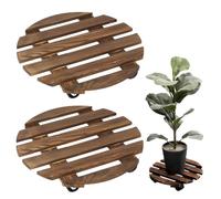 DragonX2 2 Rodillos para Plantas Redondos Rodillo para Plantas Y Flores Madera De Pino, Diámetro 30 Cm, Puede Soportar 100-150 Kg, Redonda, Marrón