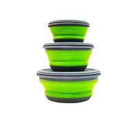 DragonX2 3 Unids Cuenco Ensaladera Con Tapa Cuenco Silicona Camping Fregadero Portatil Camping Bol Plegable Picnic para Ensalada de Frutas, para Camping, Senderismo, Verde Claro