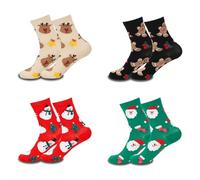 DragonX2 4 pares de calcetines de Navidad, calcetines de Navidad, calcetines de Navidad para mujer, calcetines de Navidad para hombre y mujer