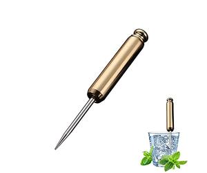 DragonX2 Trituradora de hielo portátil de acero inoxidable con mango seguro y funda para cocina, camareros, picnics y camping (dorado)