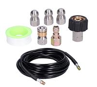Drain Cleaning Hose Sewer Jetter Kit Flexible High Pressure Washer Accessories for Sewer Flushing and Drain Maintenance PVC Rubber Stainless Steel Brass 10 Meter 4000 PSI