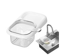 Drain Filter Basket - Kitchen Sink Organizer for Food Preparation | Adjustable Suction Rack with Removable Container & Anti Clog Design for Fruit Vegetable Pasta and Waste Management